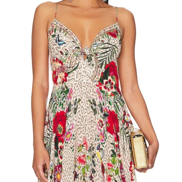 CAMILLA Silk Tie Front Maxi Dress - NEW- Leos Bouquet Sol - Picture 1 of 2